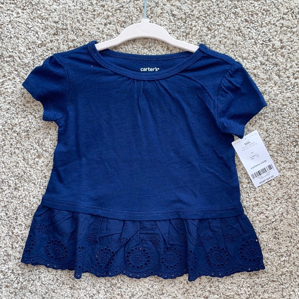 NWT Carters 18 month navy blue top with detail bottom